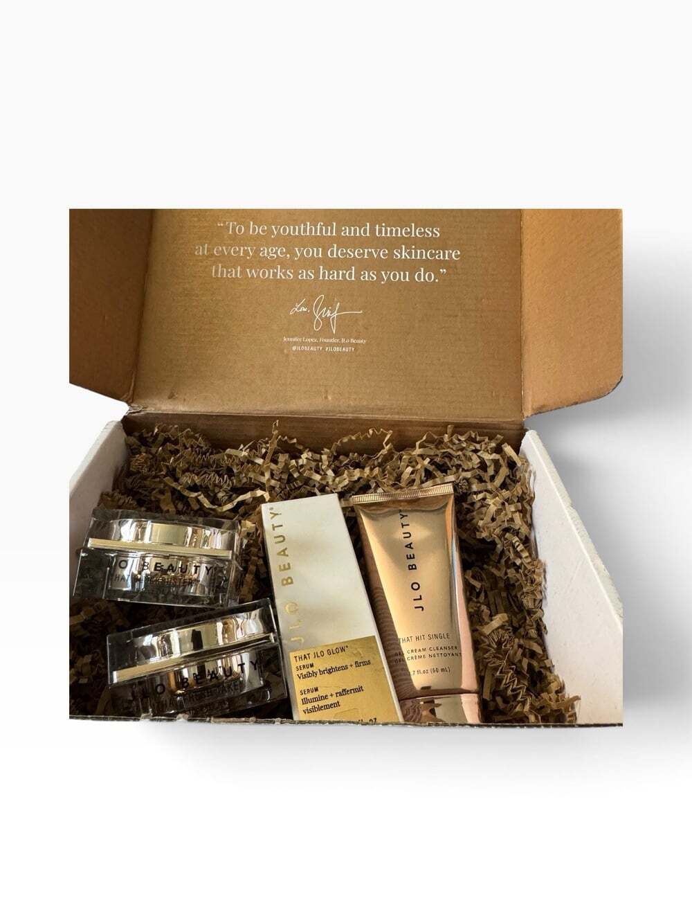 JLO Beauty Starter Set Glow Serum , moisturizer, eye cream and cleanser kit NEW